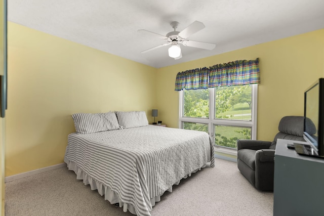 bedroom with carpet floors and ceiling fan