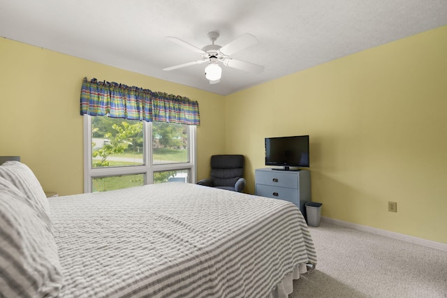 bedroom with carpet floors and ceiling fan