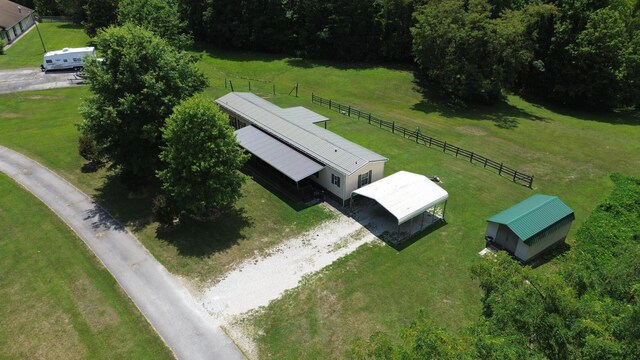 bird's eye view featuring a rural view