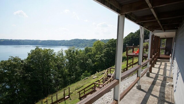 balcony with a water view