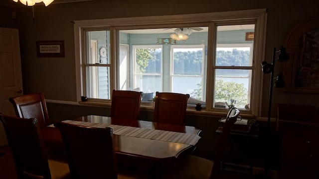 dining room featuring ceiling fan