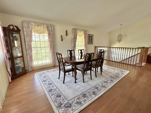 dining space featuring light wood-type flooring