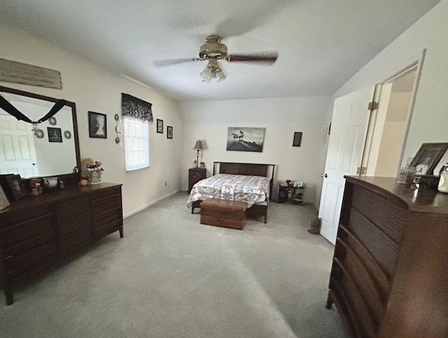 bedroom featuring carpet floors and ceiling fan