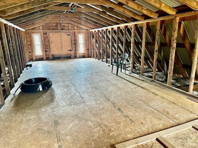 view of unfinished attic