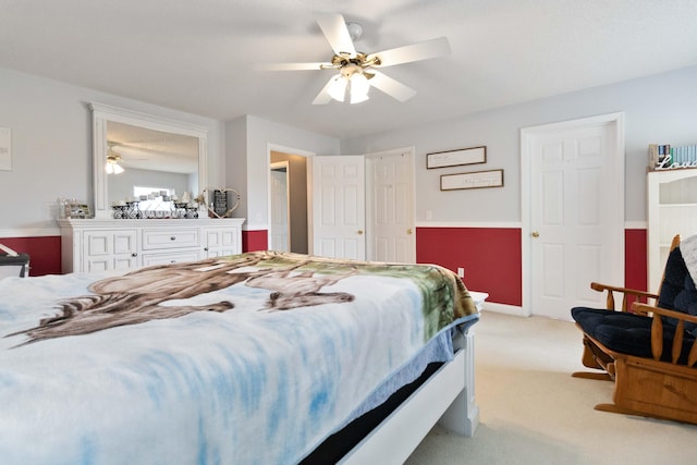 bedroom with carpet and ceiling fan