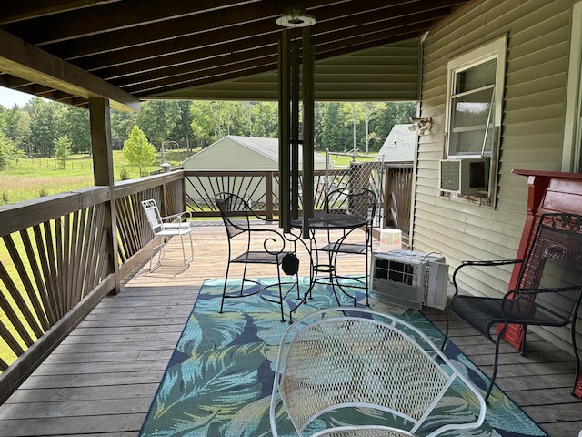 wooden terrace with cooling unit