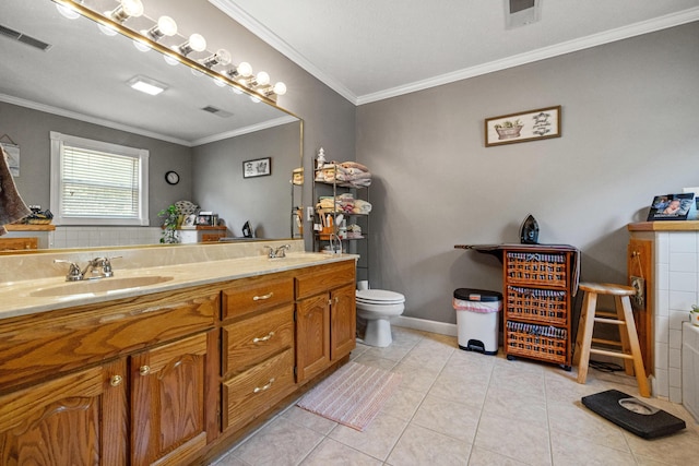 983 Short Town Rd, Liberty, KY 42539 - full bath with visible vents, ornamental molding, a sink, and tile patterned flooring