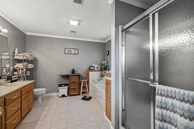983 Short Town Rd, Liberty, KY 42539 - bathroom with a shower stall, tile patterned floors, crown molding, and vanity