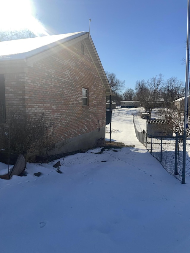 view of snow covered exterior