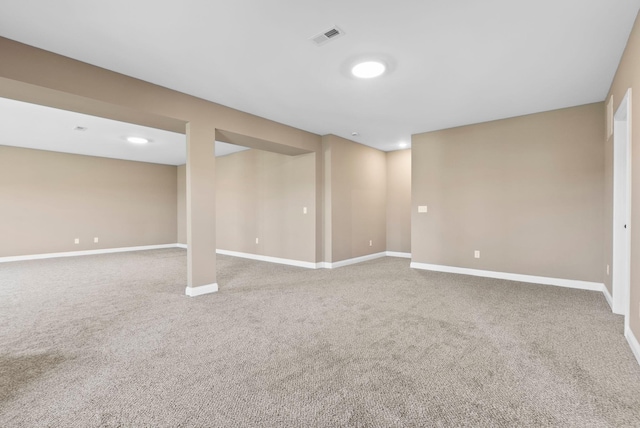 basement with carpet flooring