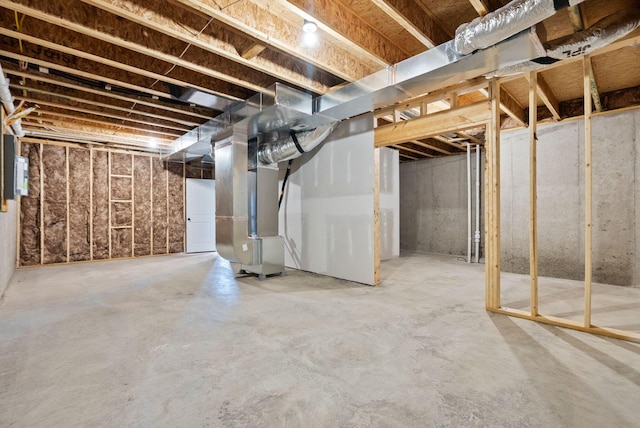 basement with heating unit