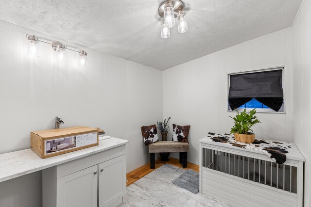 interior space featuring a textured ceiling