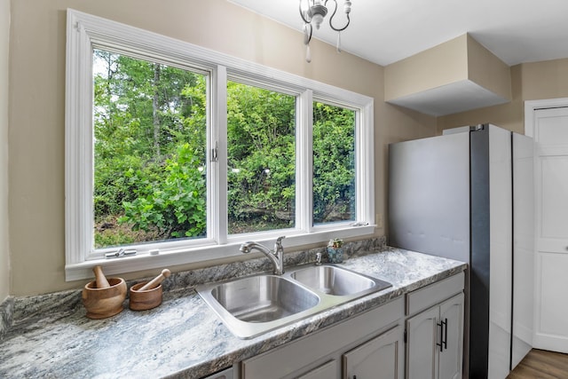 kitchen with sink and white cabinetry