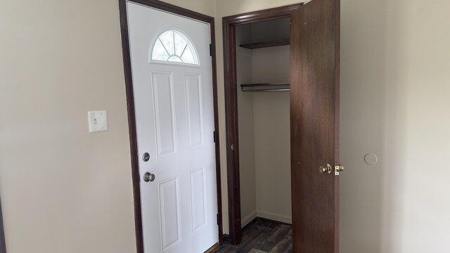 foyer entrance featuring dark wood-type flooring