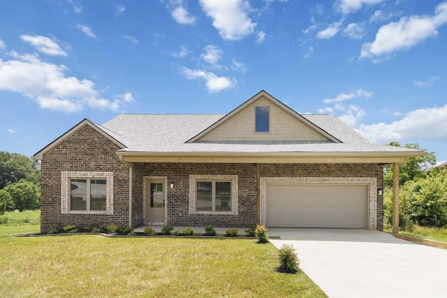 253 W Saddlebrook Dr, Somerset, KY 42503 - view of front facade featuring brick siding, a garage, a front yard, and concrete driveway