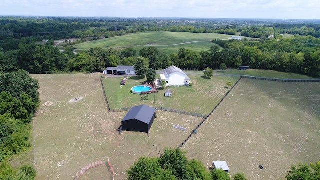 drone / aerial view featuring a rural view