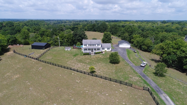 drone / aerial view with a rural view