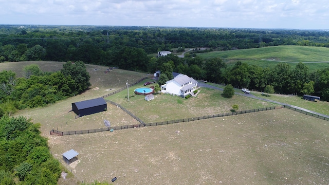 aerial view featuring a rural view