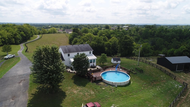 aerial view with a rural view