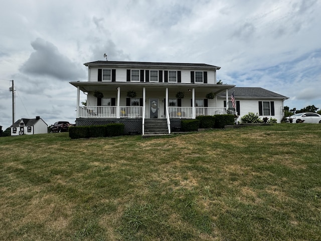 view of front of house featuring a front lawn and a porch