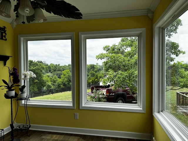 view of unfurnished sunroom