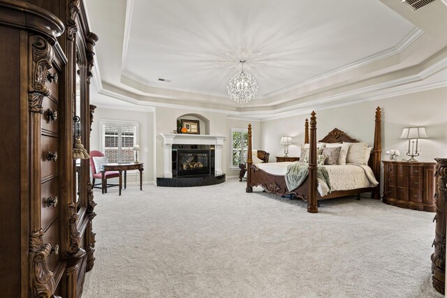 sitting room featuring ornamental molding, carpet floors, and a fireplace