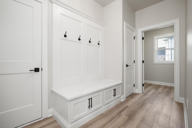 mudroom featuring light hardwood / wood-style floors