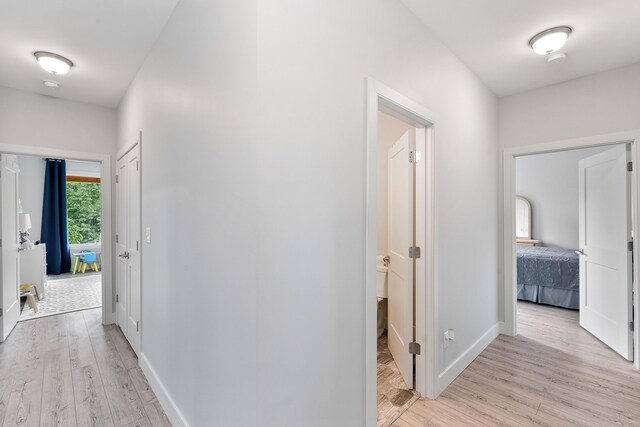 hallway with light wood-type flooring