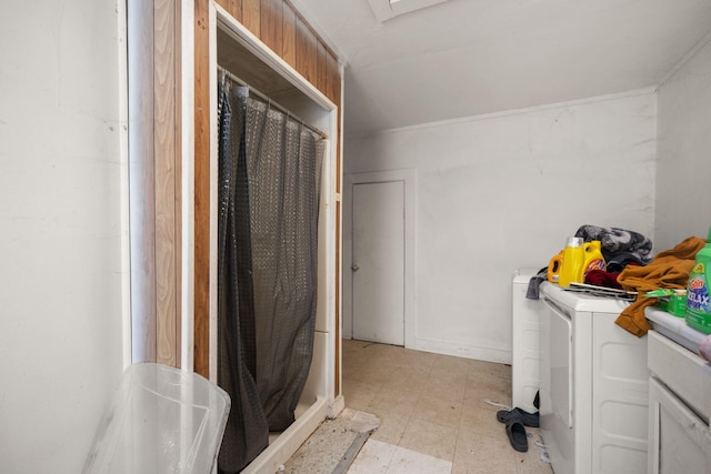 106 18th St, Corbin, KY 40701 - bathroom with washer and dryer and tile patterned flooring