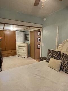 bedroom with carpet flooring and a ceiling fan