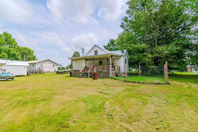 view of yard with a porch