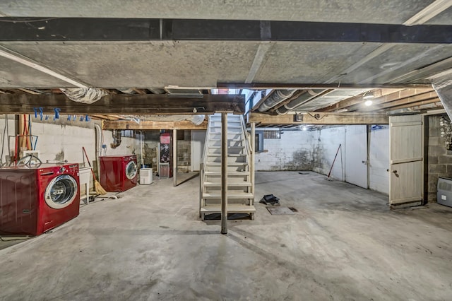 basement with independent washer and dryer