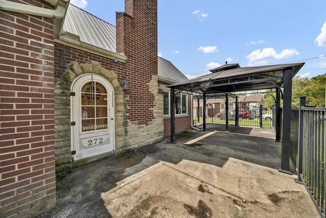 view of parking / parking lot with a gazebo