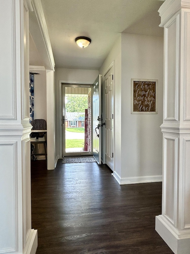 foyer entrance with dark hardwood / wood-style flooring