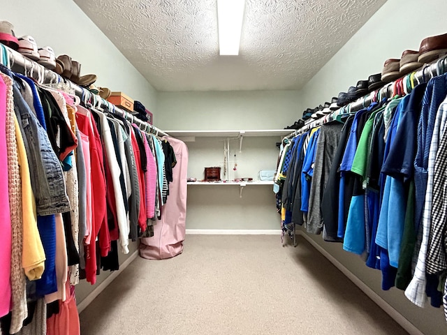 walk in closet with carpet