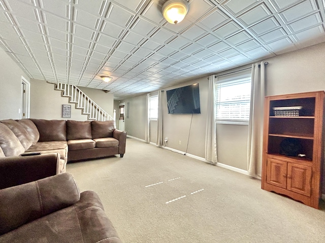 living room with carpet floors