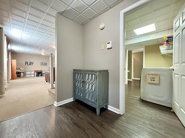 corridor featuring dark hardwood / wood-style floors