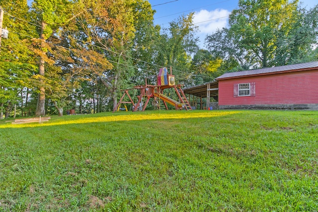 view of yard featuring a playground