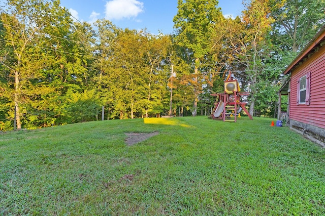 view of yard featuring a playground