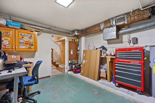 office space featuring a workshop area