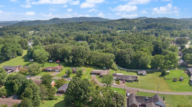 drone / aerial view with a mountain view