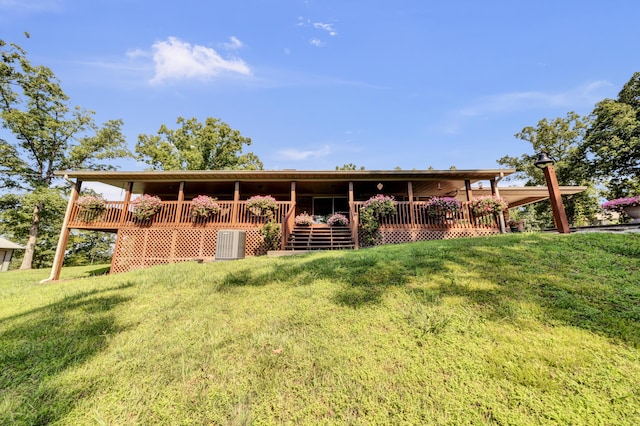 175 N Bend Rd, Stanton, KY 40380 - view of front of home featuring a front yard, central AC unit, and a wooden deck