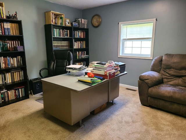 office area with light carpet