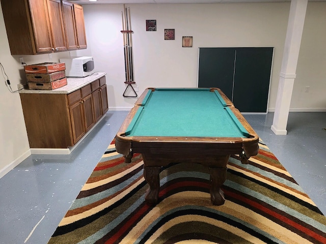 game room with billiards