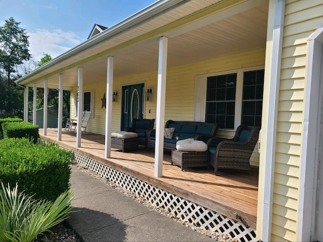 view of patio with covered porch and outdoor lounge area