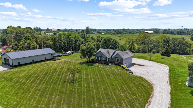 drone / aerial view with a rural view