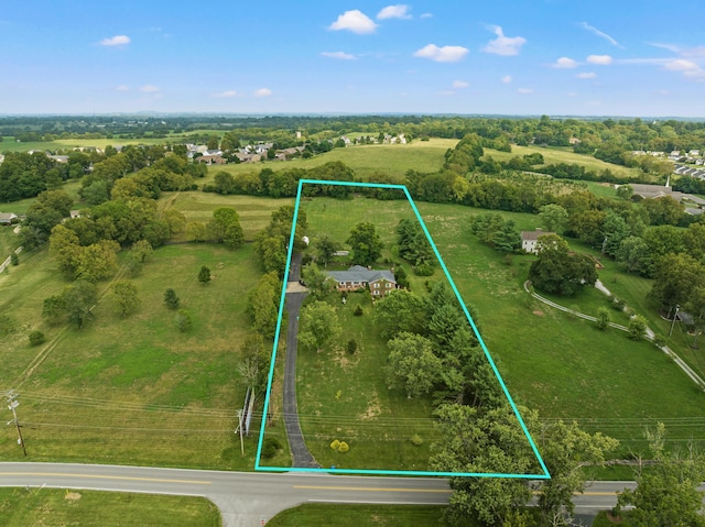 drone / aerial view featuring a rural view