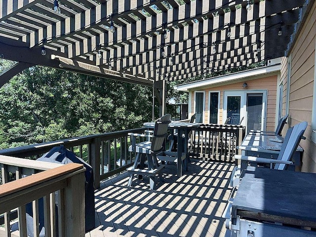 deck featuring a pergola