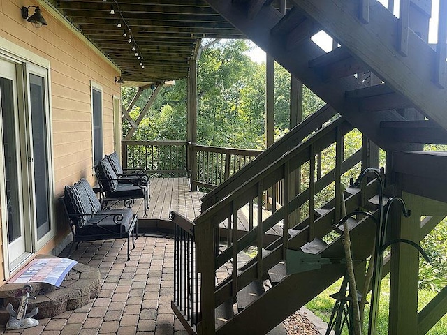 wooden terrace with stairs