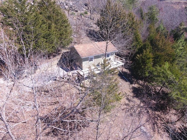 bird's eye view featuring a view of trees